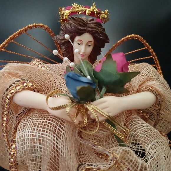 Sinamay Angel Christmas Tree Topper 11.5 Tall Holiday Ornament Figurine Decor - Picture 4 of 10